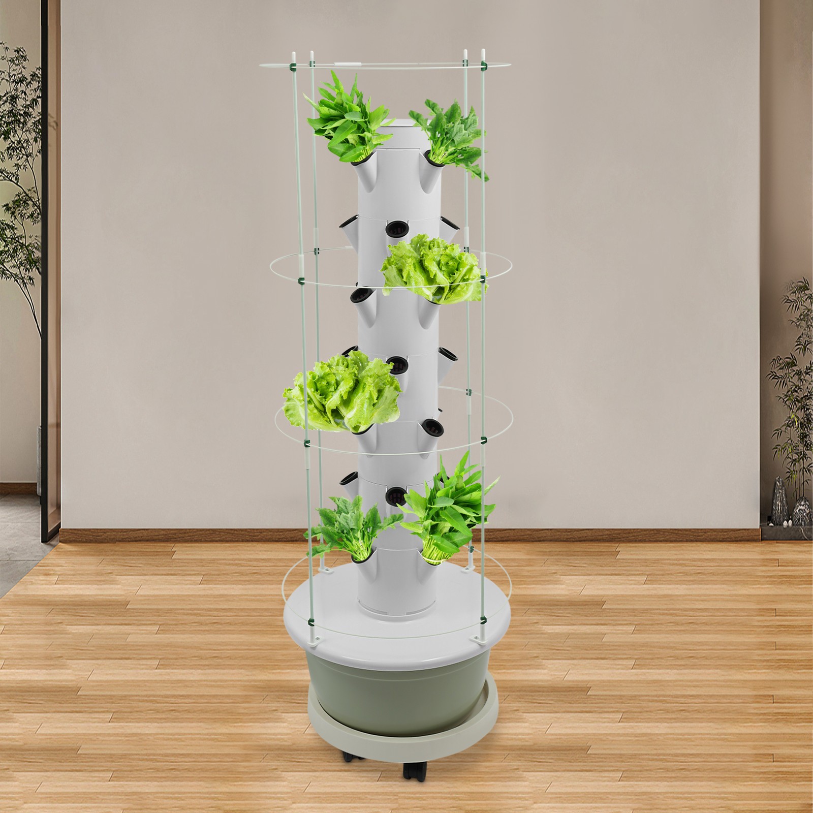 20w Floorstanding Hydroponics Growing Tower With Climbing Trellis 20.86*55.9in