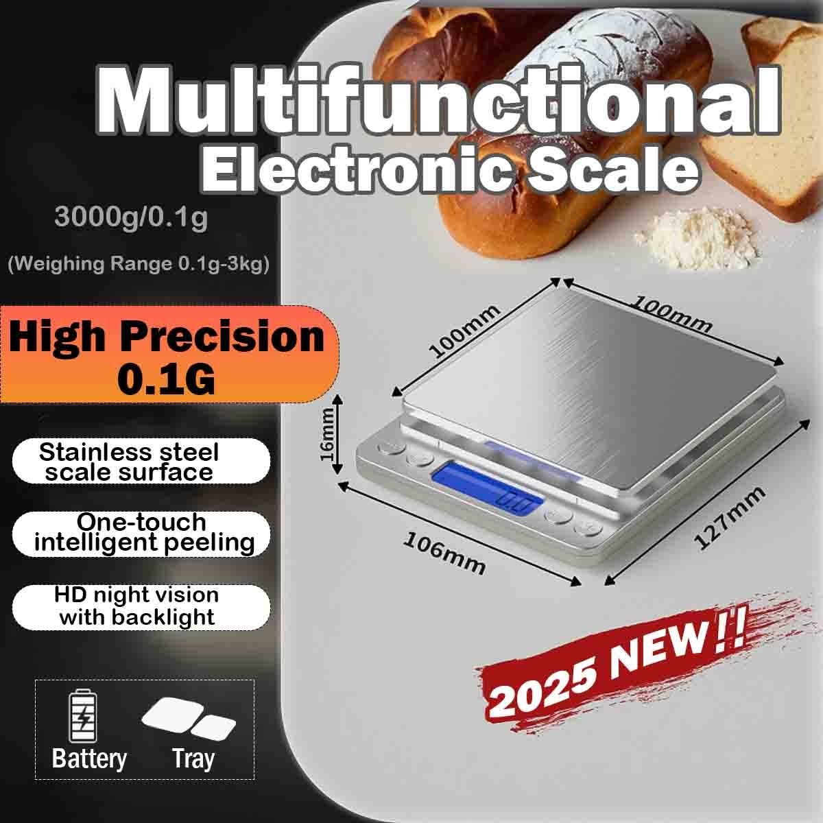 Food Scale, 6.6lb Digital Kitchen Scale with 6 Units LCD Display & Tare Function