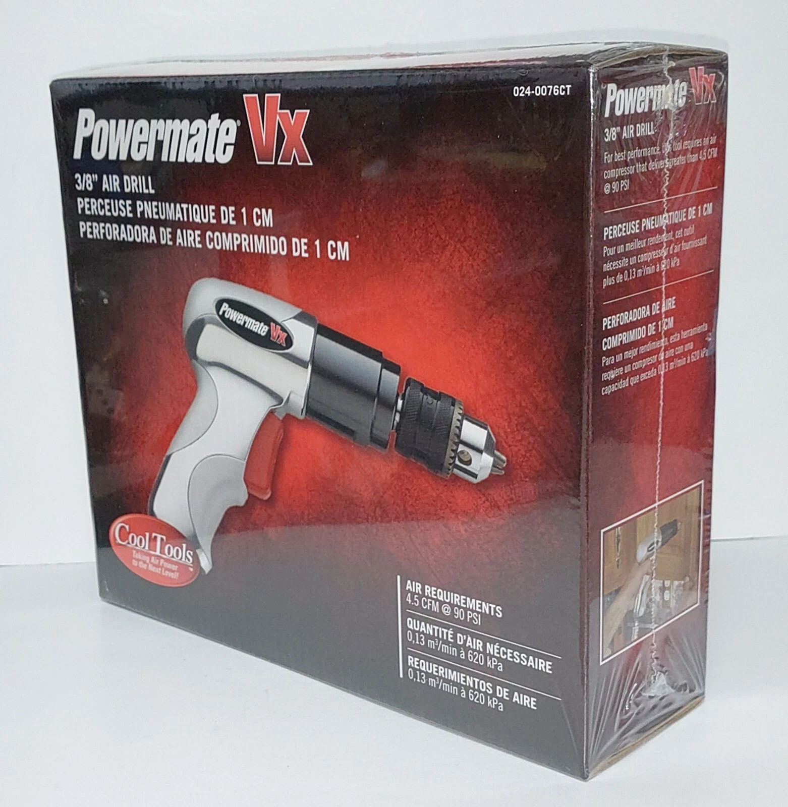 Powermate VX 3/8″ Air Drill 3/8″ Shank 2200 RPM #024-0076CT New Sealed