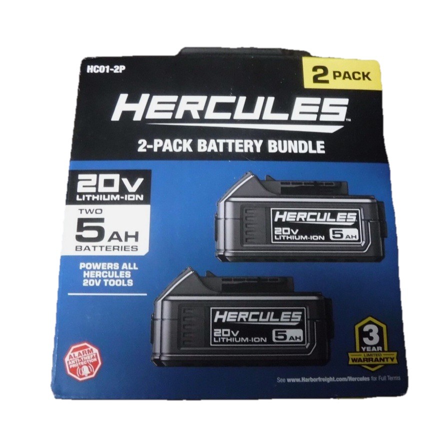 *NEW* Hercules 20V 5 Ah Lithium-Ion Battery Bundle, 2-Pack, NEW In Box