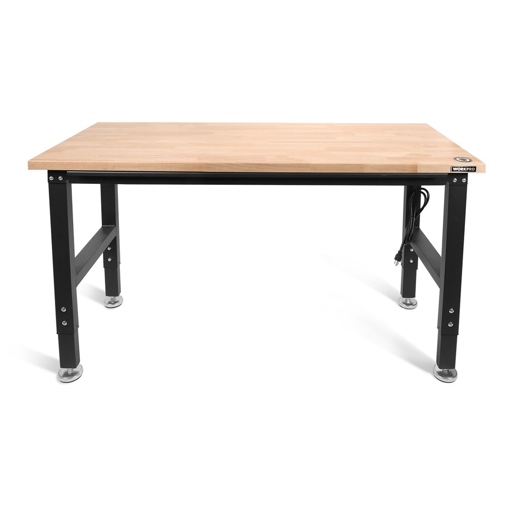 WORKPRO 48″ Heavy-Duty Workbench Adjustable Rubber Wood Top Workstation 2000 LBS