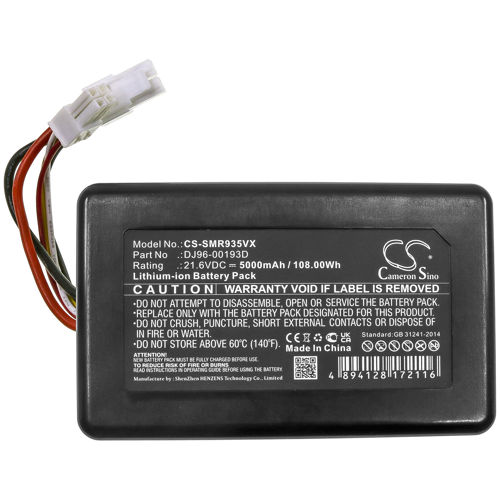 5000mAh Battery for Samsung PowerBot R9250 / R9350,SR20K9350WK,DJ96-00193D 108Wh