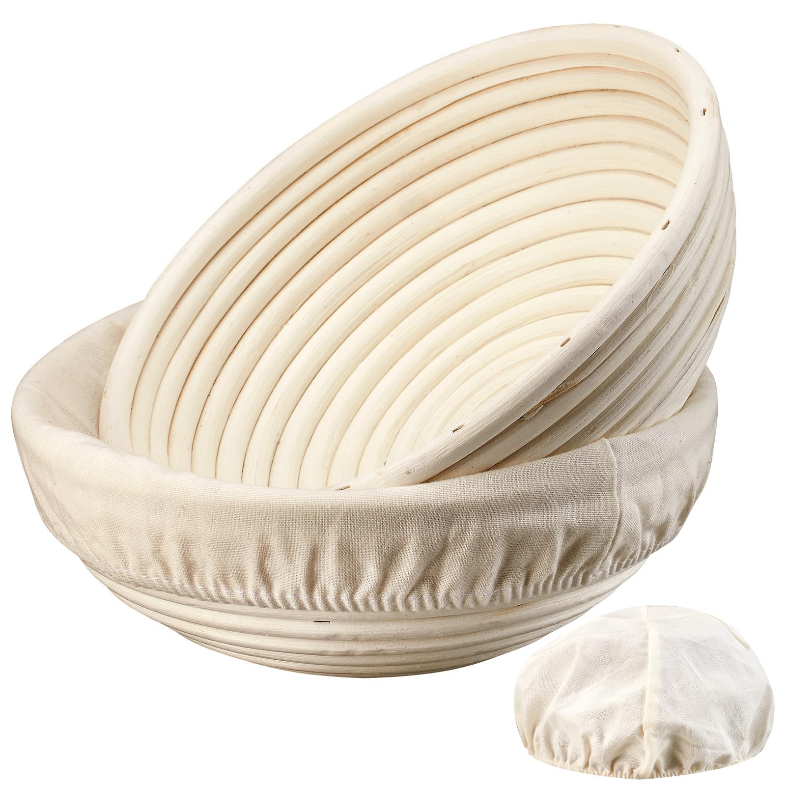Dimpola Banneton Bread Proofing Basket 9 inch Banneton Basket Set of 2 Sourdough