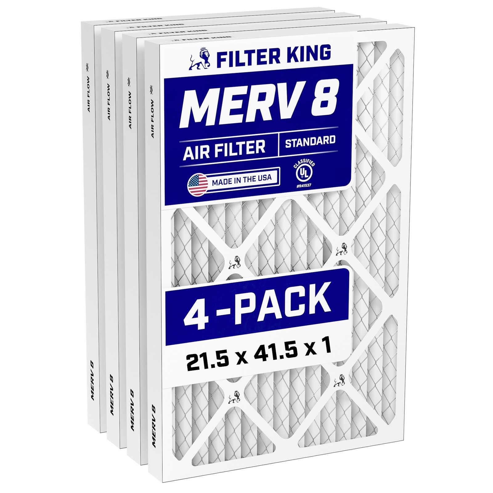 Filter King 21.5×41.5×1 Air Filter 4-PACK MERV 8 Actual Size 21.5 x 41.5 x .75″