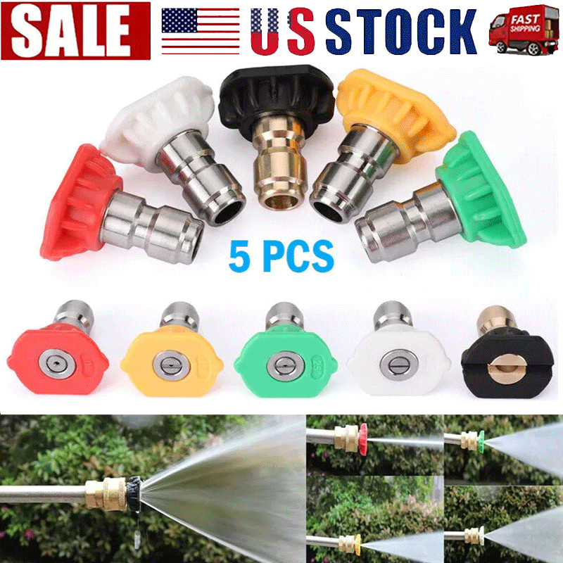5pcs Pressure Washer Spray Tips Nozzles High Power Kit Quick Connect 1/4″ Set