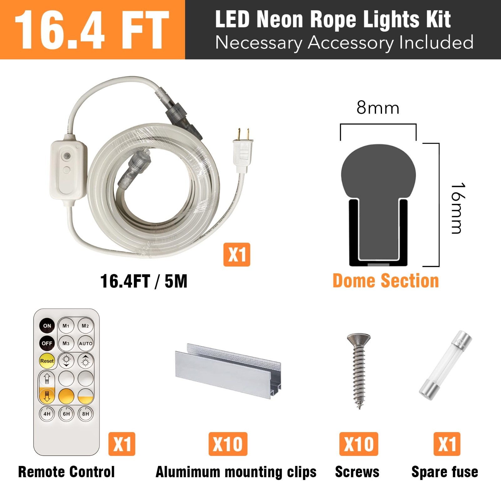 16.4Ft LED Strip Lights,Cuttable Dimmable Linkable Waterproof with Remote
