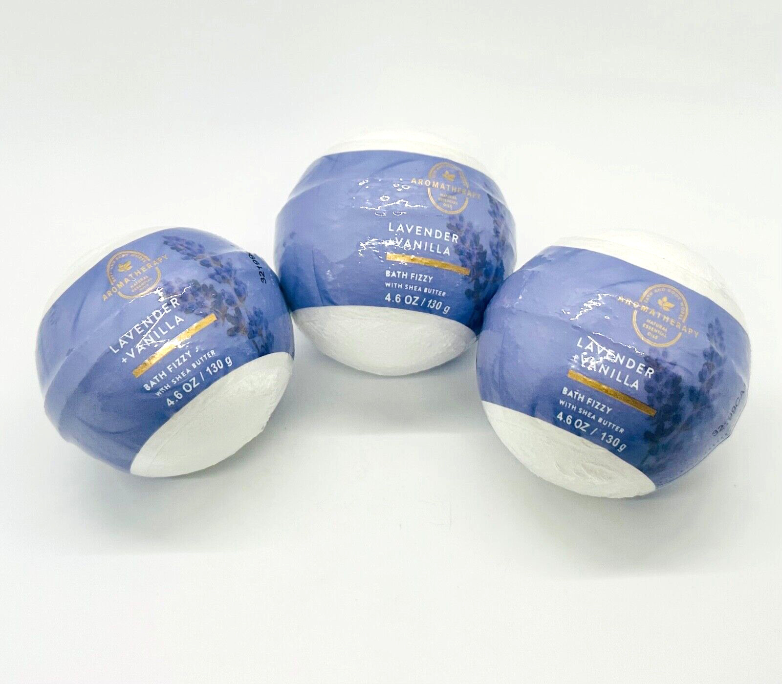 3 Bath & Body Works Aromatherapy Lavender + Vanilla Bath Bomb Fizzy Ball 4.6 oz