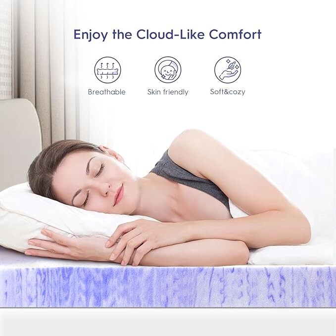 ELEMUSE 2 Inch Ventilated Design Memory Foam Full Size Mattress Topper