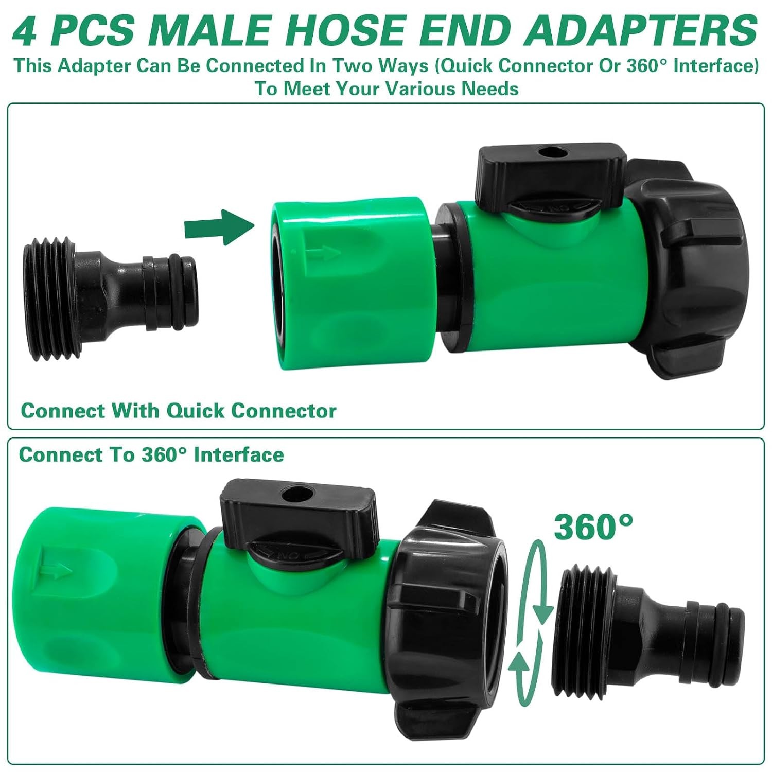 wantmatch Garden Hose Quick Connect Kit 3/4”GHT Female Quick Connectors with Val
