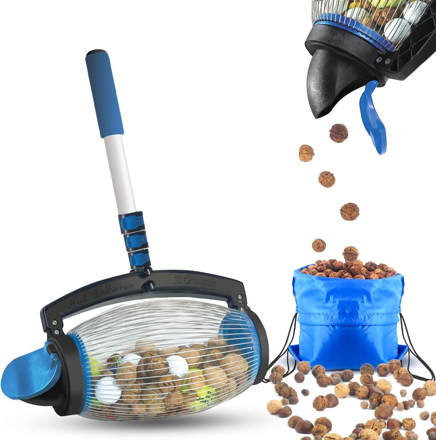 Nut Gatherer Tool for Pecans, Walnuts, Chestnuts