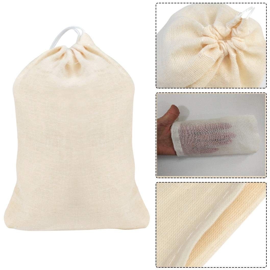 100Pcs Cotton Drawstring Bags, Reusable Muslin Bag Natural Cotton Bags with Draw
