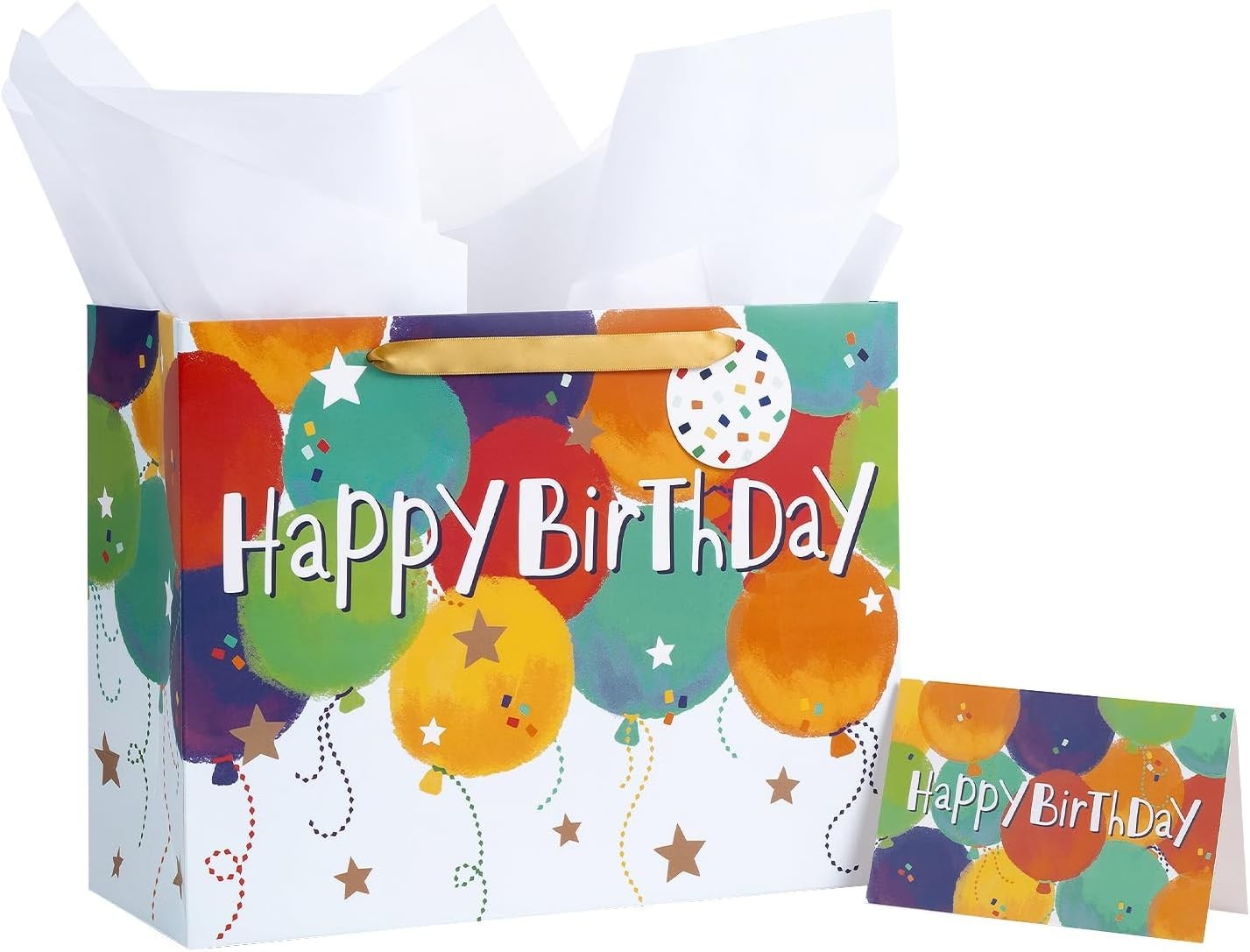 Cute Balloons Pattern Birthday Gift Bag – 13x5x10 in, Ideal for Kids’ Parties