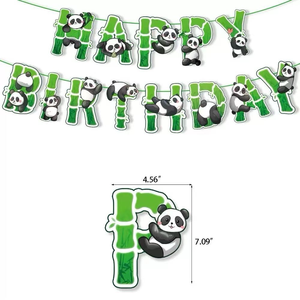 Cute Panda Theme Birthday Party Decorations Set Banner Balloon Cake Toppers
