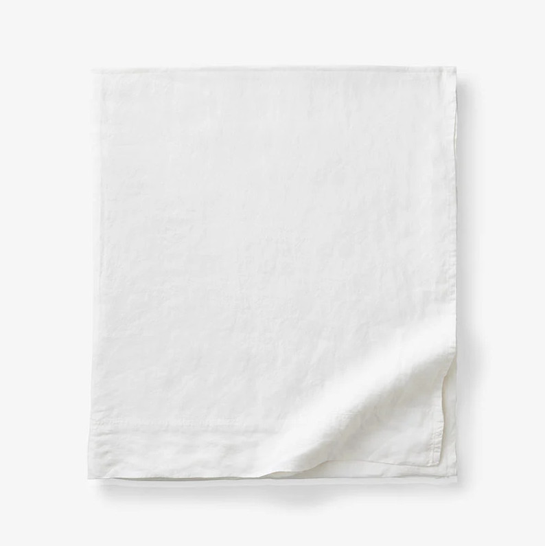 The Company store Premium Breathable Washed Linen Solid Flat Bed Sheet