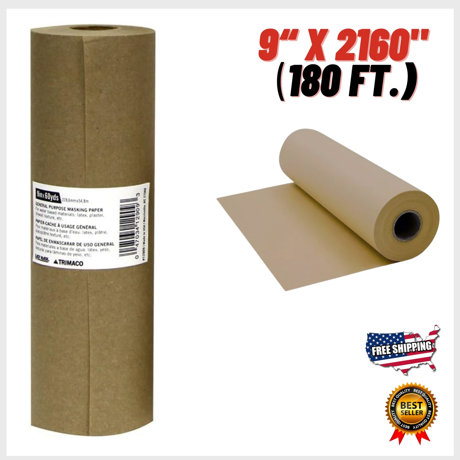 Brown Kraft Paper Roll For Crafts Gift Wrapping Packing Postal Shipping Covering