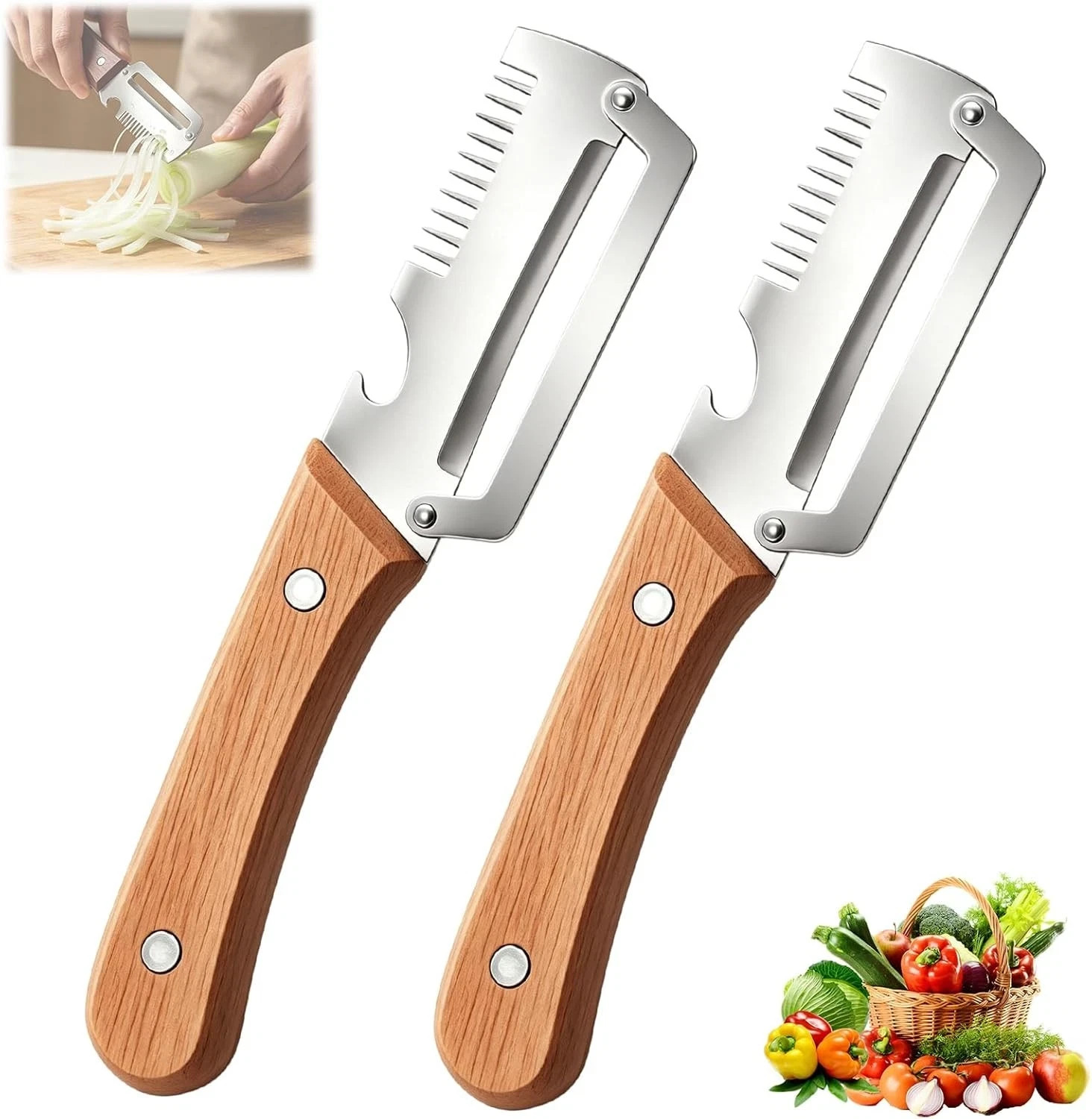 2PCS Multifunction Vegetable Peeler Julienne Slicer Stainless Steel Set