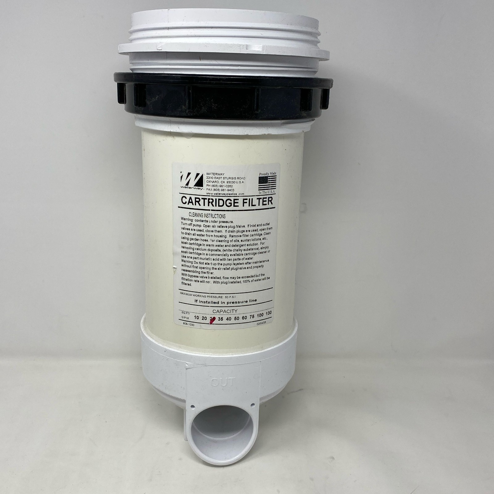 Waterway 25 Sq Ft 2in Top-Load Cartridge Filter White/Black