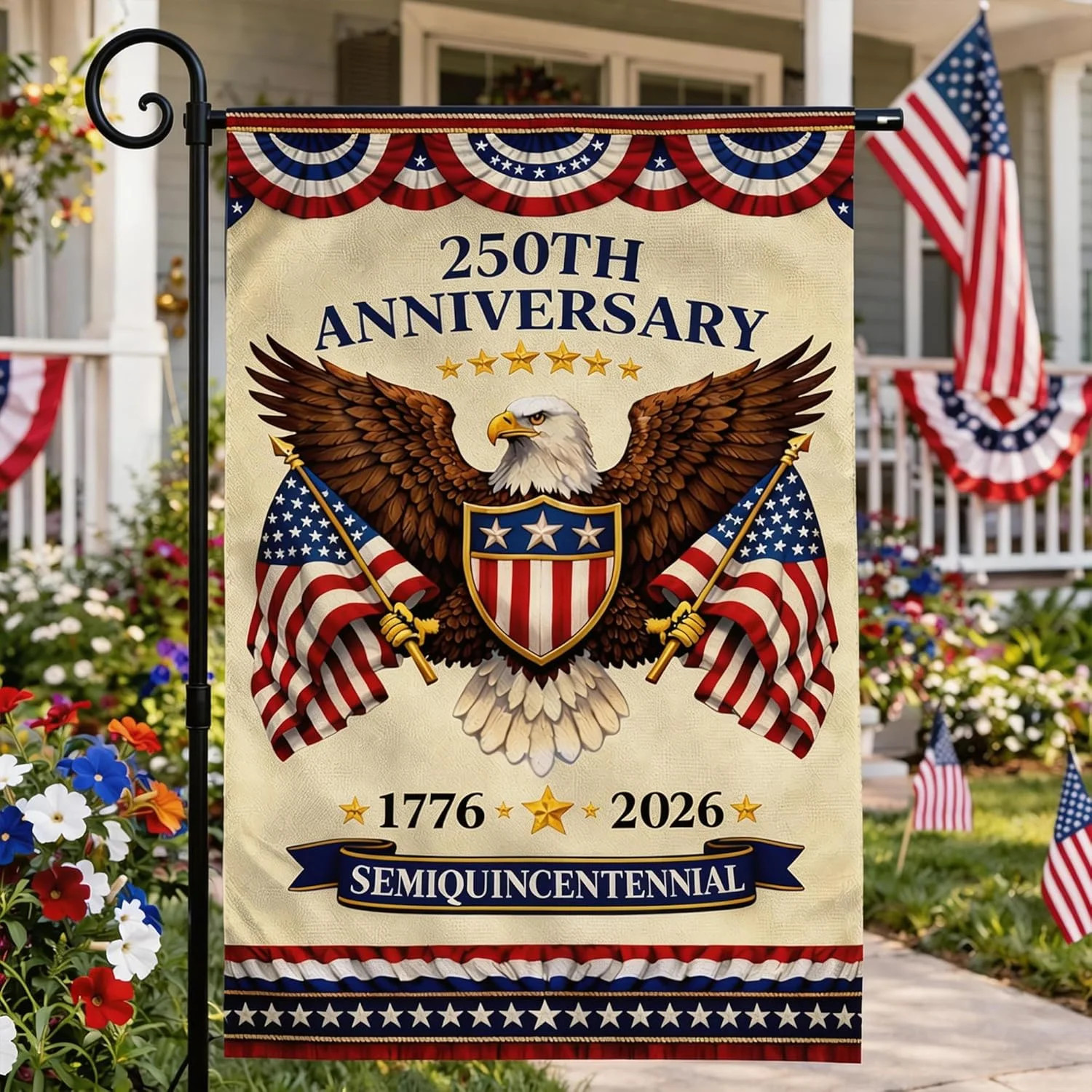 4th of July Decorations – 250th Anniversary USA Garden Flag | Patriotic USA Bann