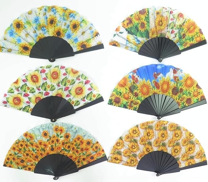 12pc floral sunflower floral summer w/ Gift bags Wedding Flower Hand Held Fan