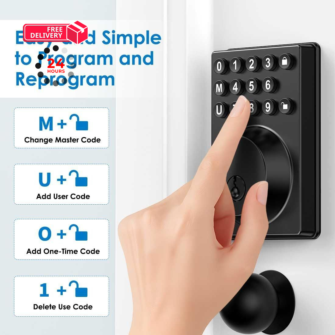 Keyless Entry Front Door Lock Keypad Deadbolt Matte Black with