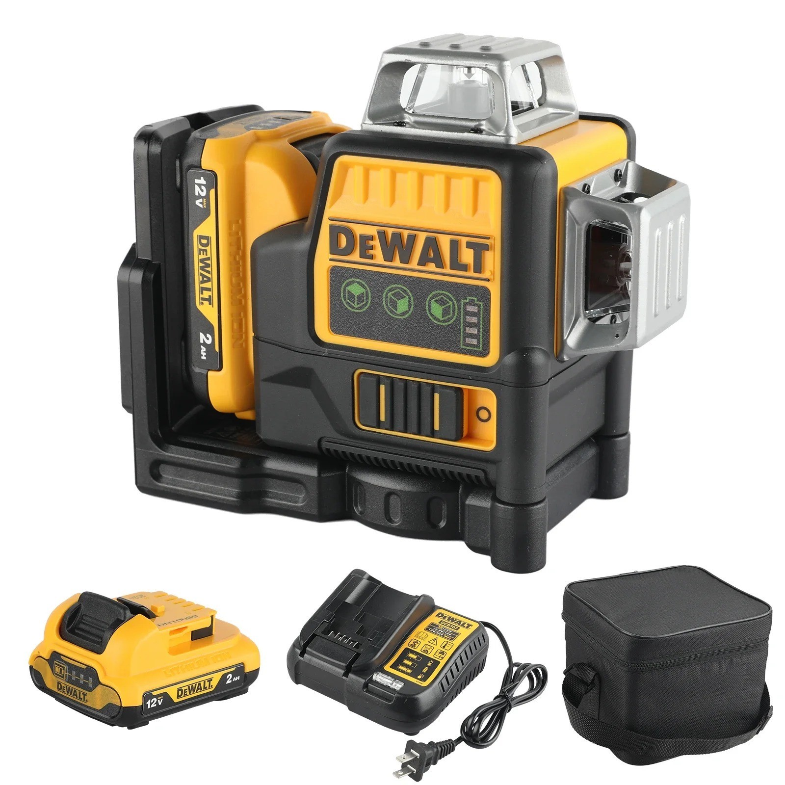 DEWALT DW089LG 12V Green Line 3×360 Degree Laser Level + Battery + Charger
