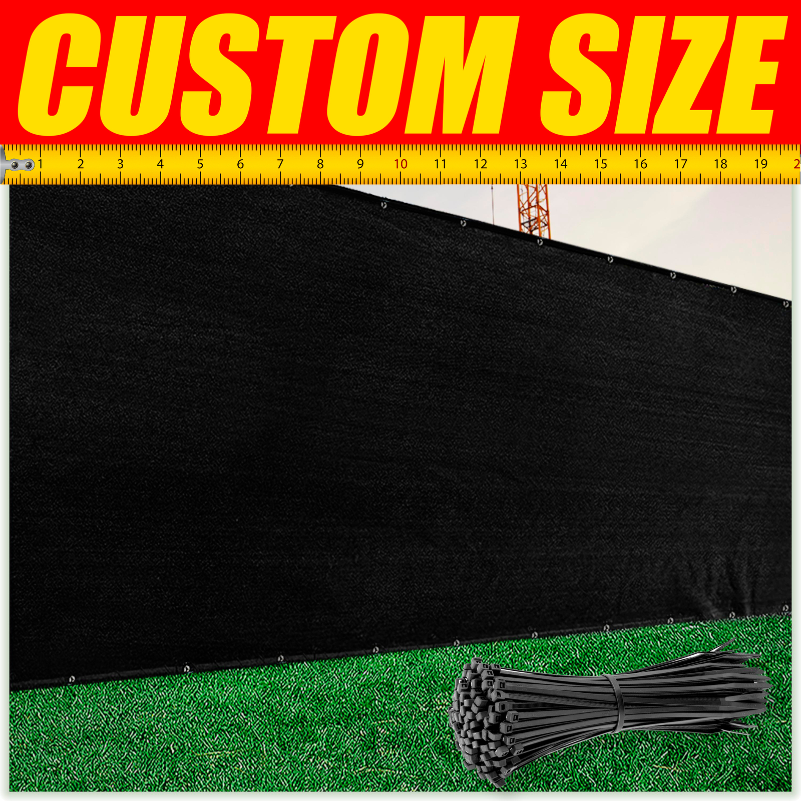 ColourTree Black 6 ft Tall Fence Privacy Wind Screen Mesh Cover, Custom Sizes