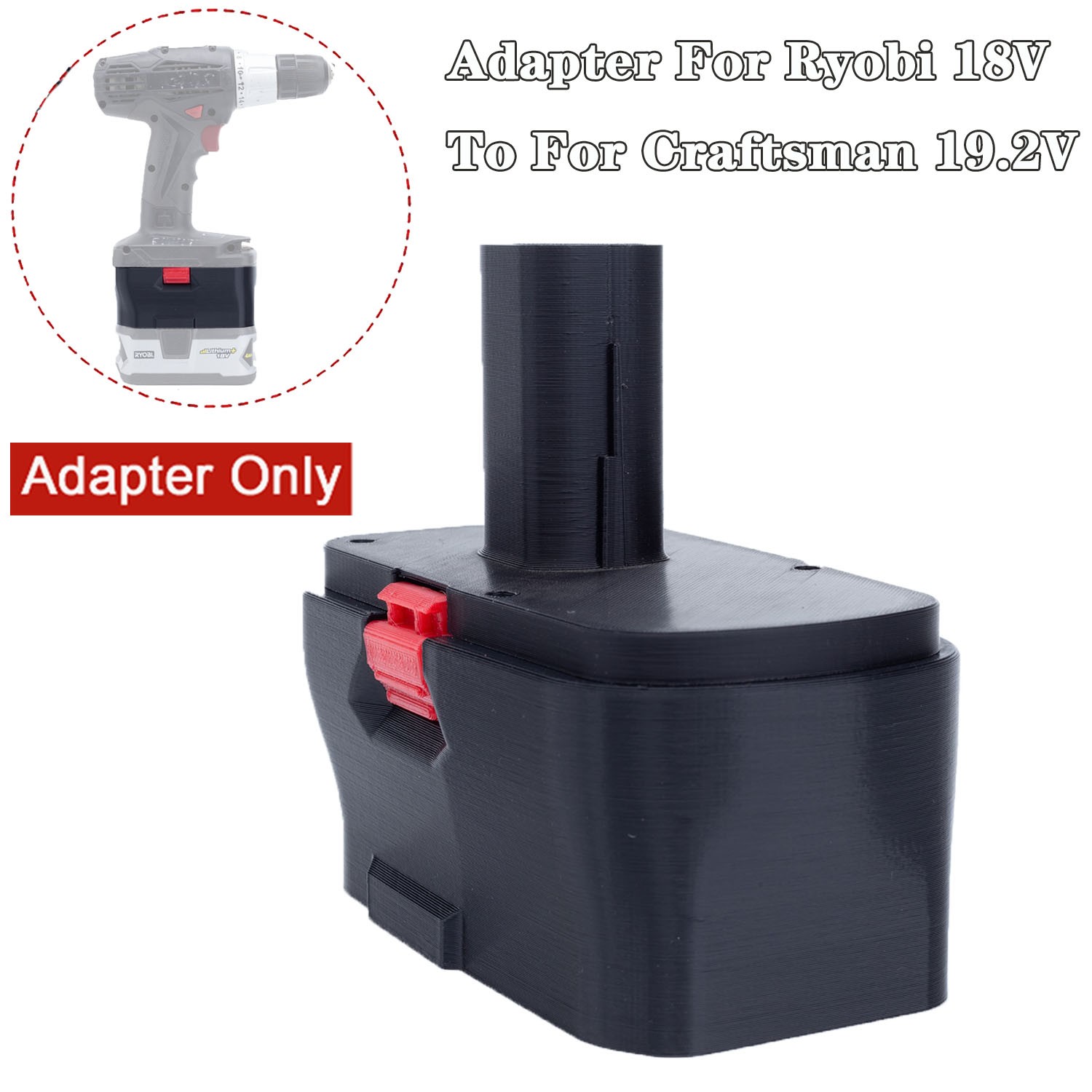 1xBattery-Adapter For Ryobi 18V battery to for Craftsman 19.2V Ni-cd Power Tools