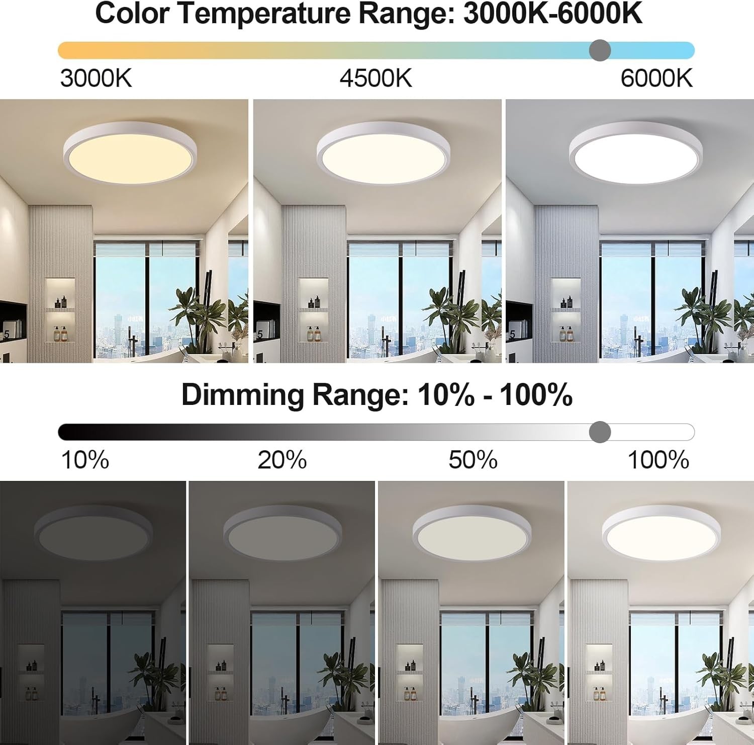 RGB LED Ceiling Light Dimmable with Remote Control, 18W 1800lm Color Changing…