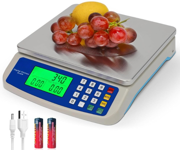 Báscula digital cocina 30kg 66lb acero inoxidable LCD conteo comercial, nuevo
