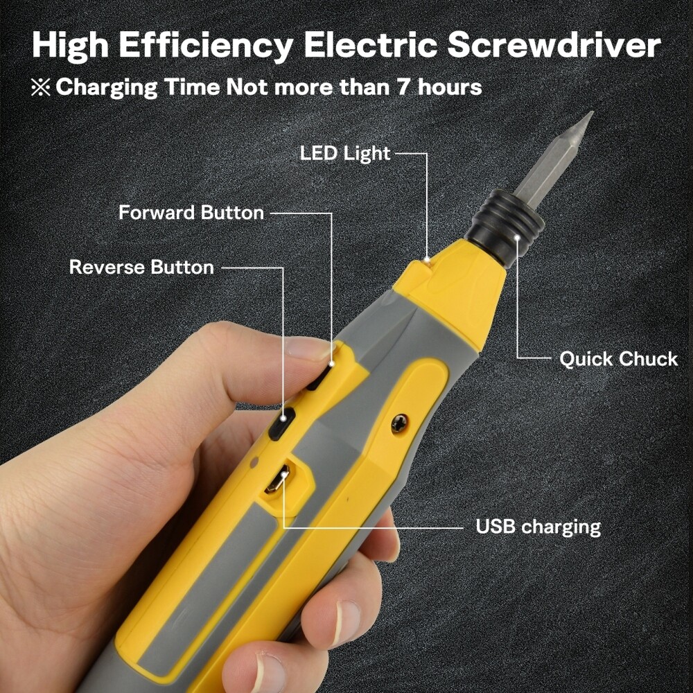 4V Cordless Electric Screwdriver Kit USB Rechargeable Power Tool 43PCS Bits Set
