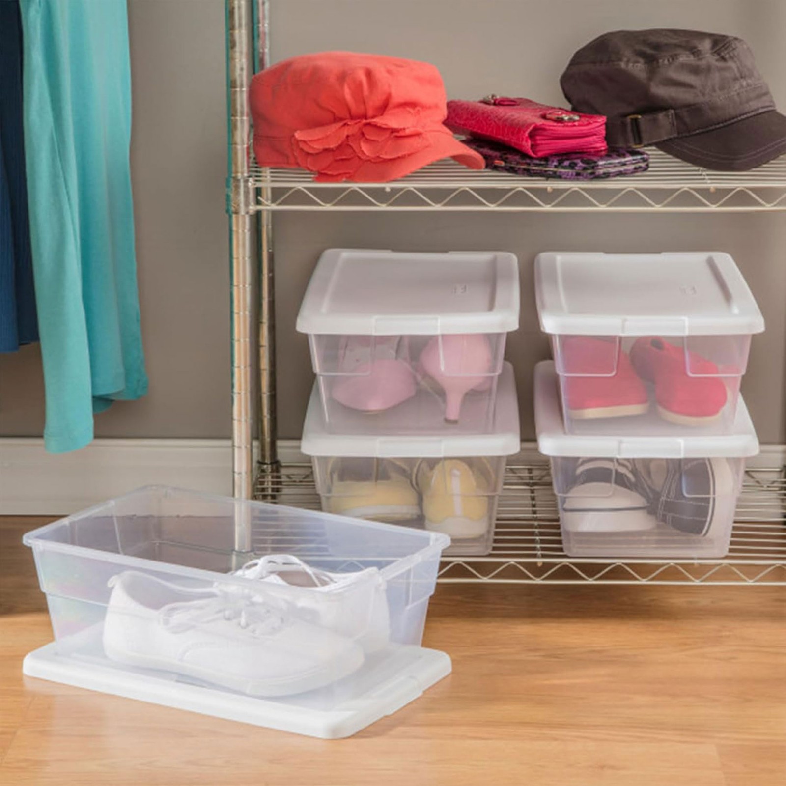 Sterilite 6 Qt Storage Box, Stackable Plastic Container, Home Organizer, 12 Pack