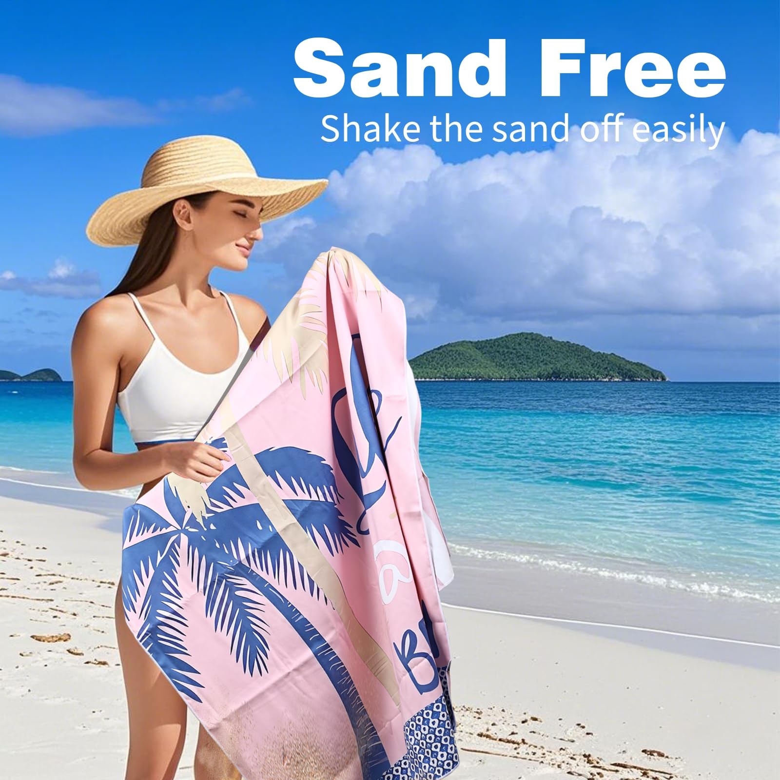Large Beach Towel Oversized Lightweight Compact Quick Dry Pink 71×39 Inch