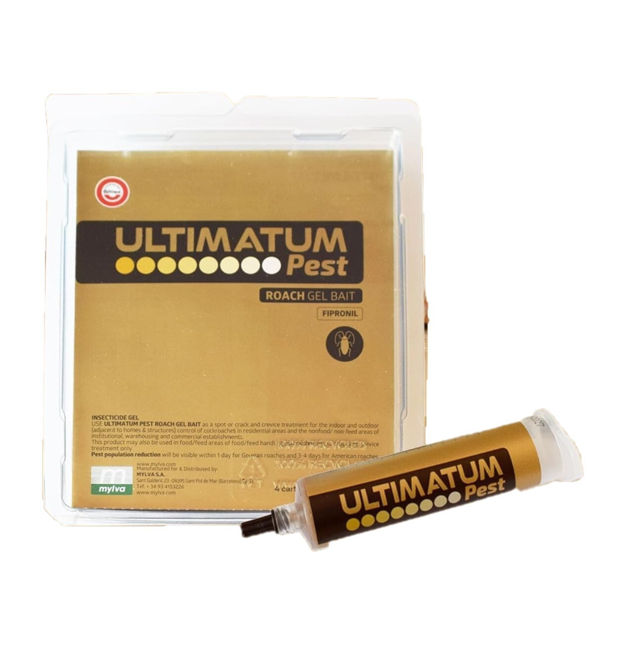 Ultimatum Pest Roach Gel Bait Dual Action Formula 4 x 30g Pack by Mylva