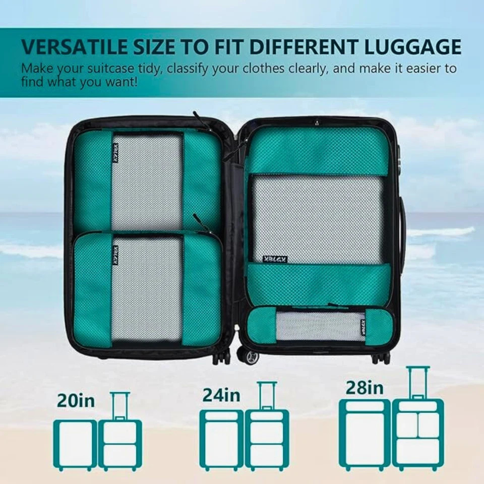 Compression Packing Cubes Set – 5 Lightweight Travel Organizer Bags