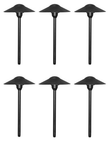 Landscape Low Voltage Lighting – Mushroom Path Light In Black Finish Pack of 6