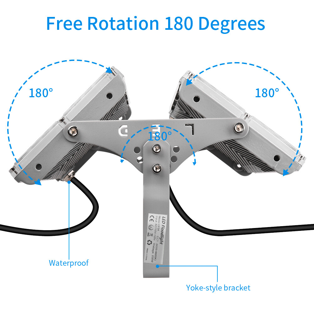 2Pcs 200W LED Flood Light LEMBRD Cool White Ouoor Spotlight Garden Yard Lamp