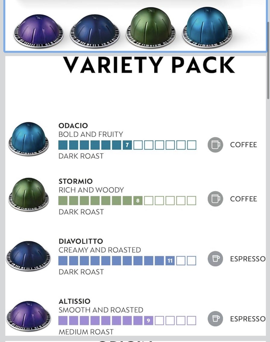 8-Nespresso Capsules Vertuo, Intense Variety Pack, 80 Count, READ