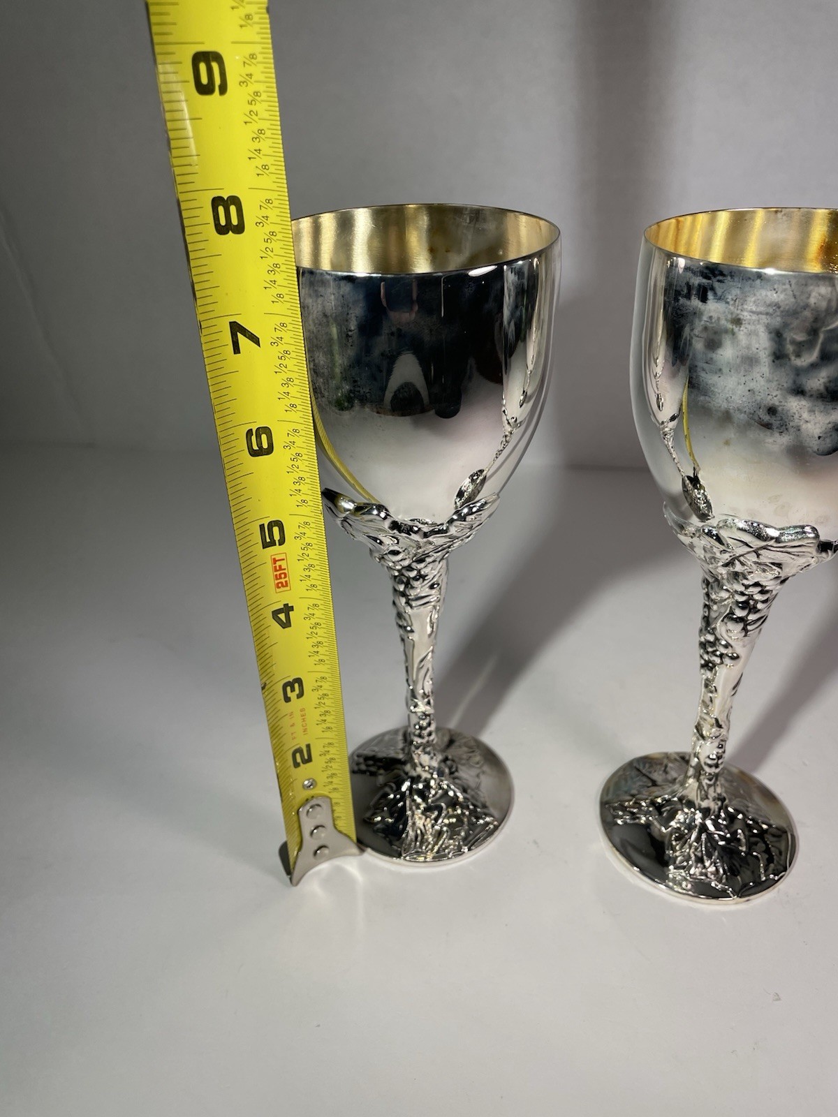 VTG Silver Plated Grape Stem Wine Goblet Set Of 2 By Godinger