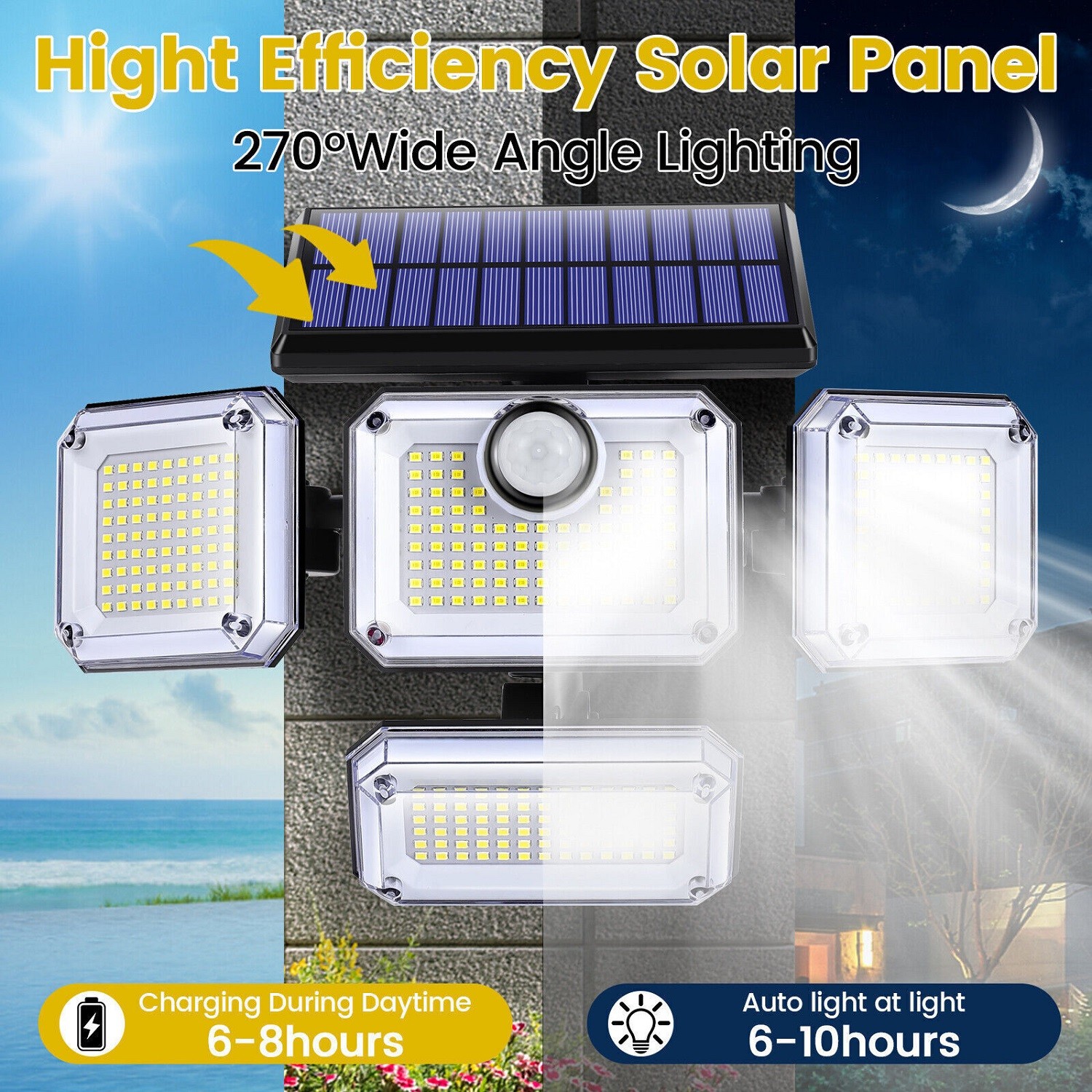 3000LM Outdoor Solar Motion Sensor Light 333 LEDs Waterproof Security Wall Lamp