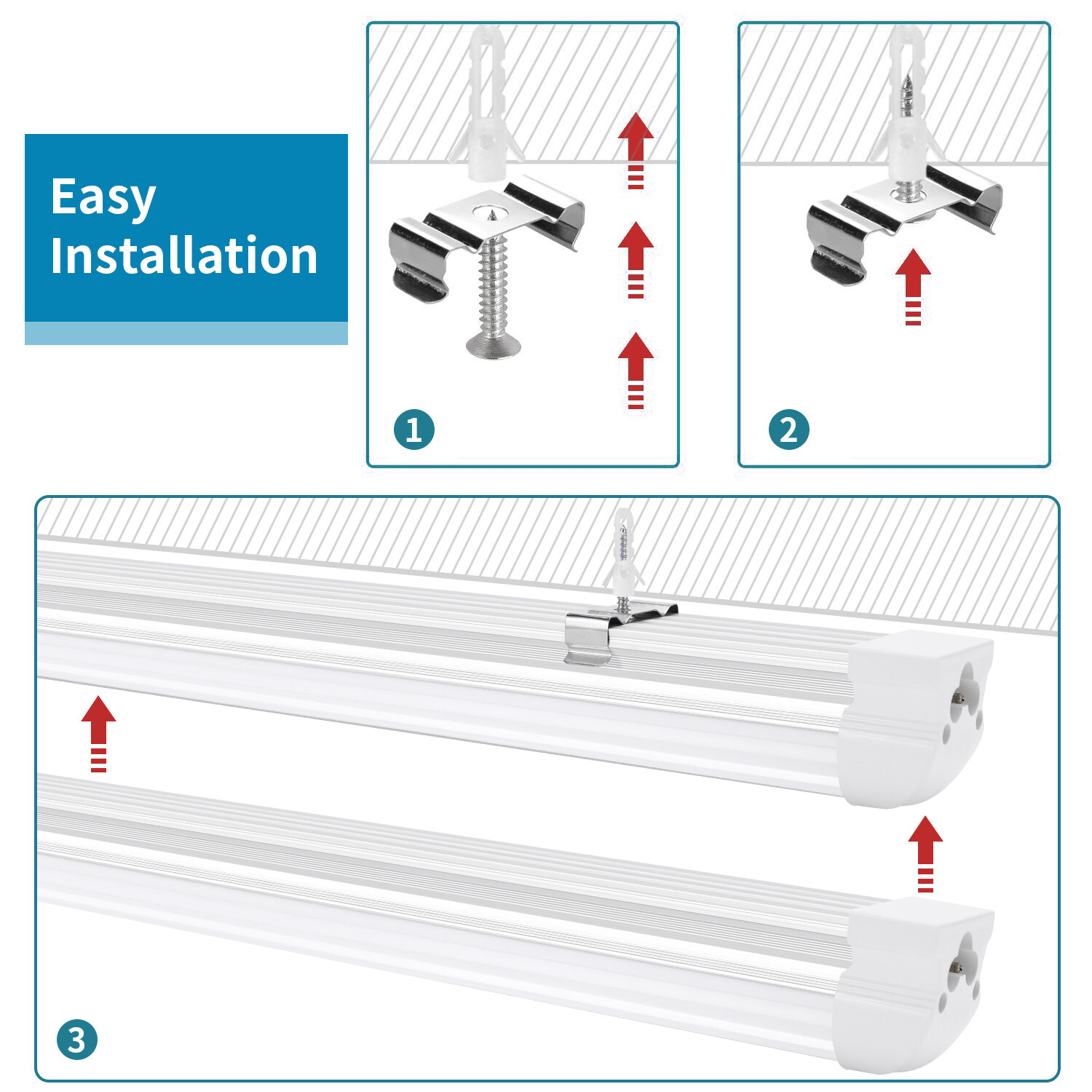 12Pack 8FT LED Linkable Shop Light for Garage, T8 8feet LED Tube Light Fixture