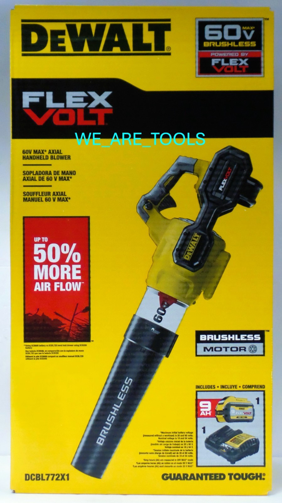 KIT DEWALT FLEXVOLT 60V MAX* Blower, 125 MPH, 9.0 Battery 600 CFM (DCBL772X1)