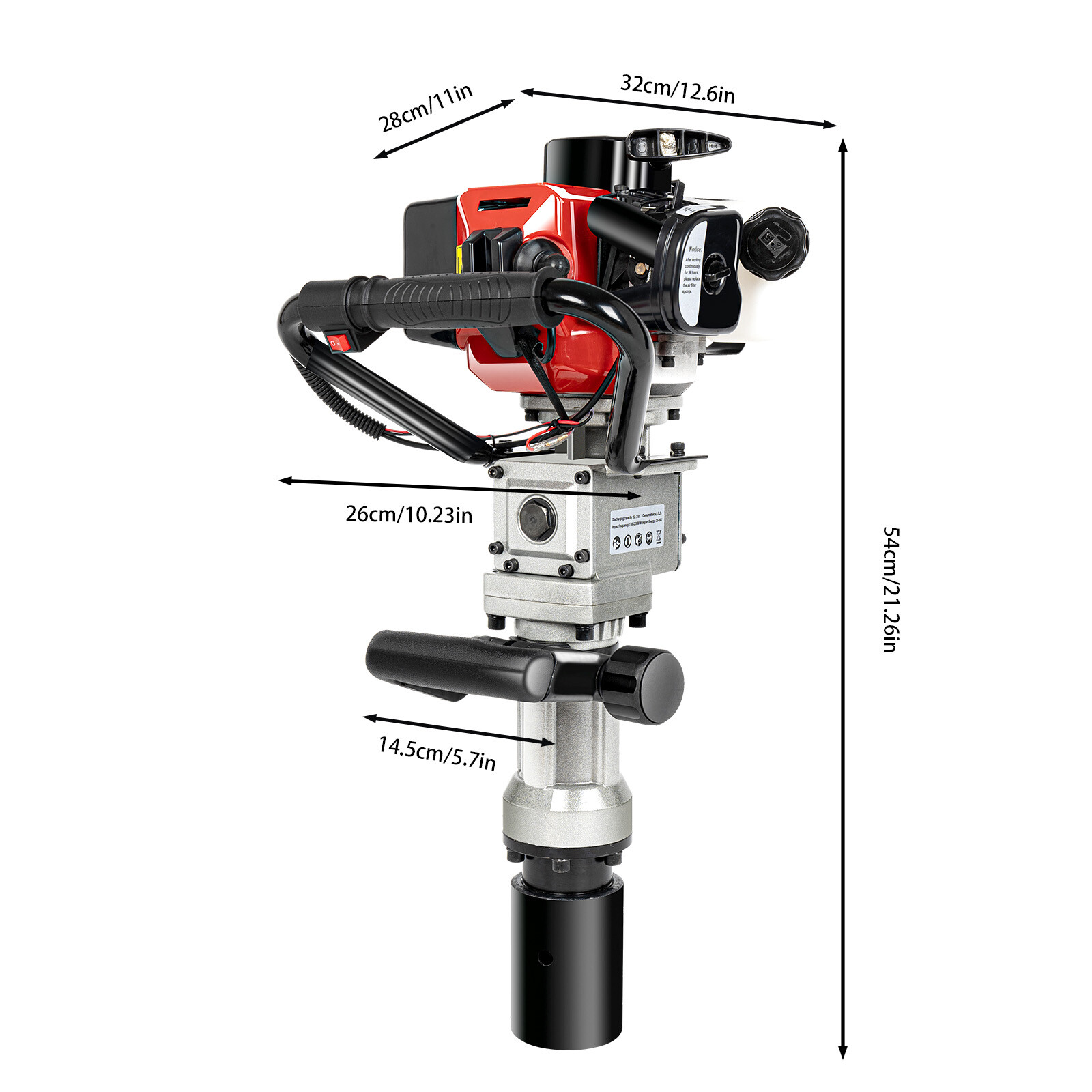 Gas Powered T-Post Driver 2 Stroke Pole Pounder Pile Driver Hammer Portable