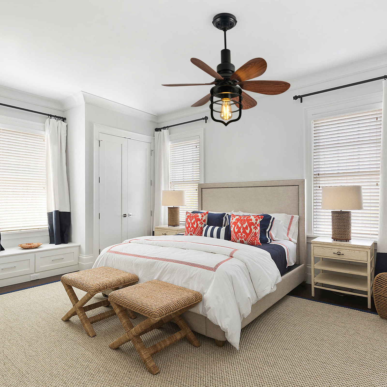 20IN Ceiling Fans with Lights, Socket Fan Light with Remote For Bedroom Kitchen