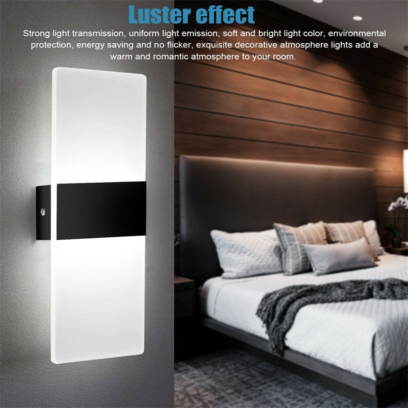 LED Modern Wall Lighting Up Down Cube Bedroom Sconce Lamp Fixture Light Indoor