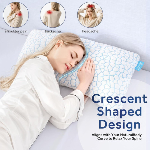 QUTOOL Cooling Side Sleeper Pillow for Neck Queen(1 Pack)-20’*30′, Icy Blue