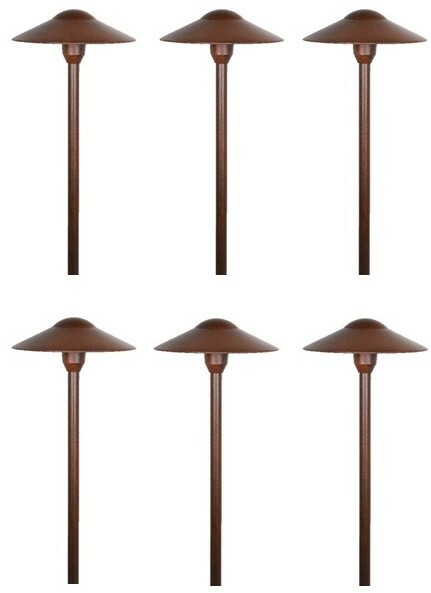 Landscape Low Voltage Lighting – Mushroom Path Light In Rust Finish Pack of 6