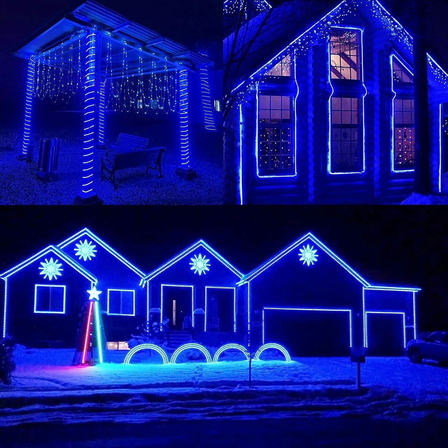 Solar Rope Lights Outdoor Waterproof LED PVC Tube Blue Fairy String Light Garden