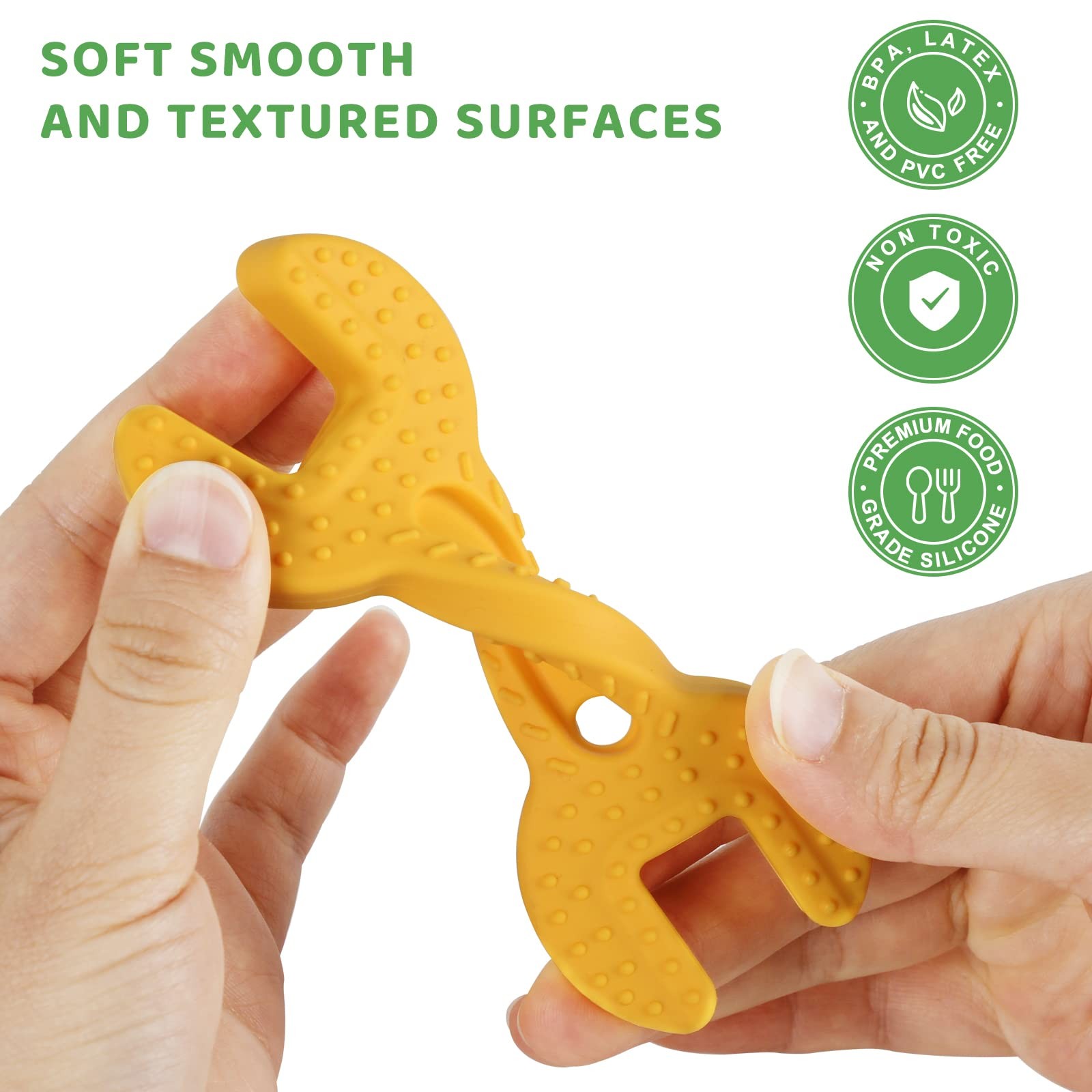 Fu Store 4 Pack Soft Silicone Teething Toys for 0-12 Months 6-24 Months Toddlers