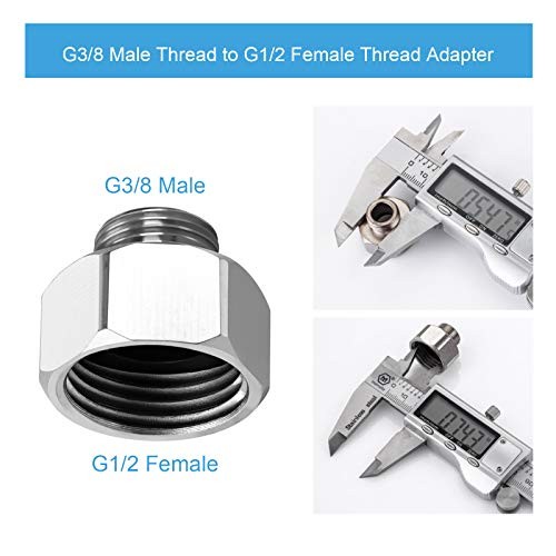 Faucet Hose Adapter, G3/8 to G1/2 Brass Connector, Female to Male G1/2 Female