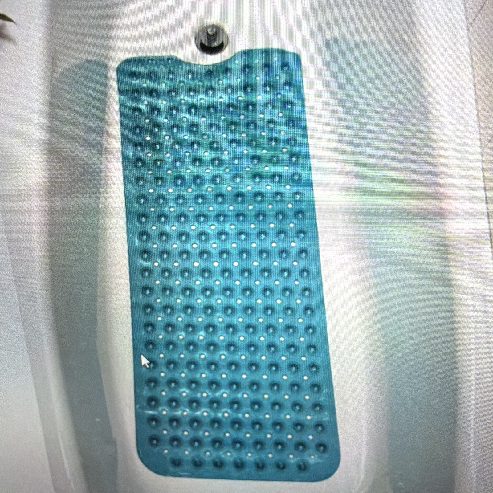 Blue Non-Slip Rubber Bathtub Mat w/ Suction Cups, Solid Rectangle